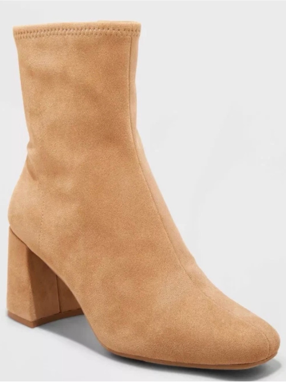 a new day Tan Block Heel Faux Suede Ankle Booties Size 9.5